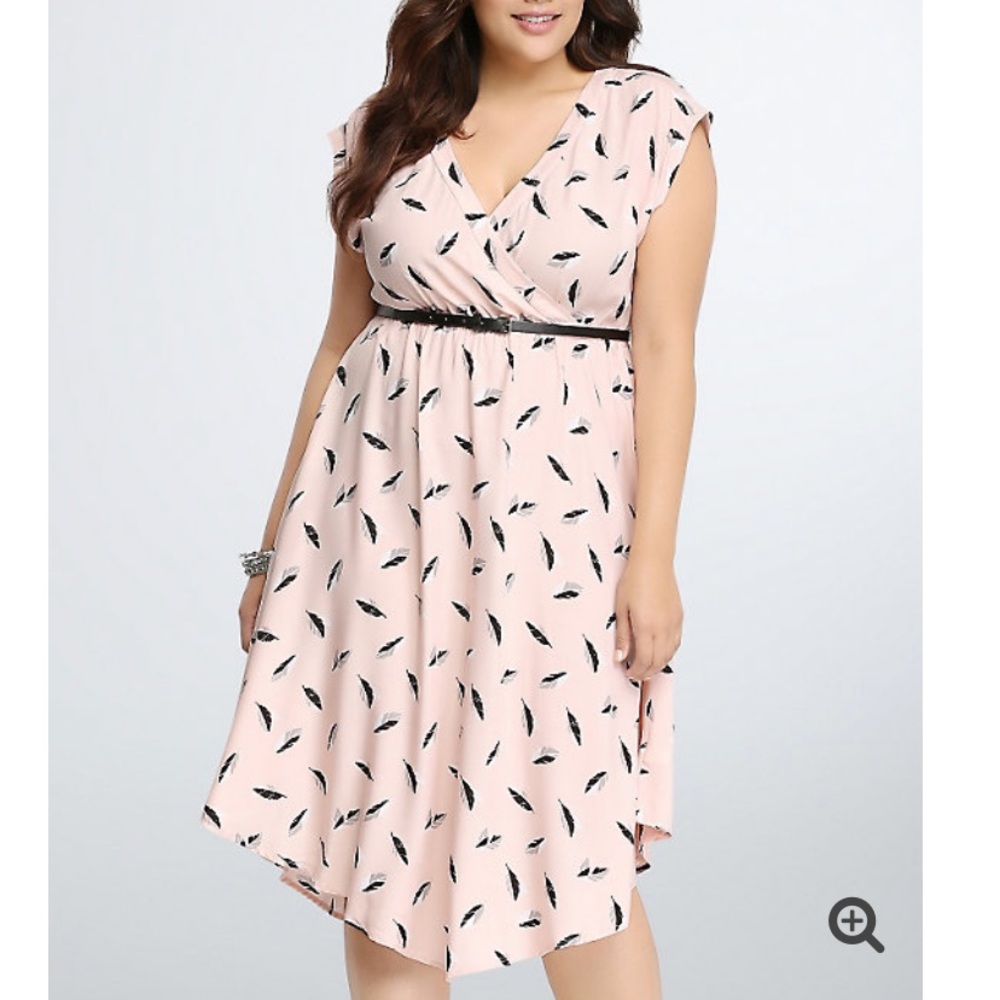 FEATHER SURPLICE DRESS